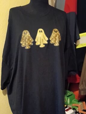 Black Tee with Gold Ghost Applique